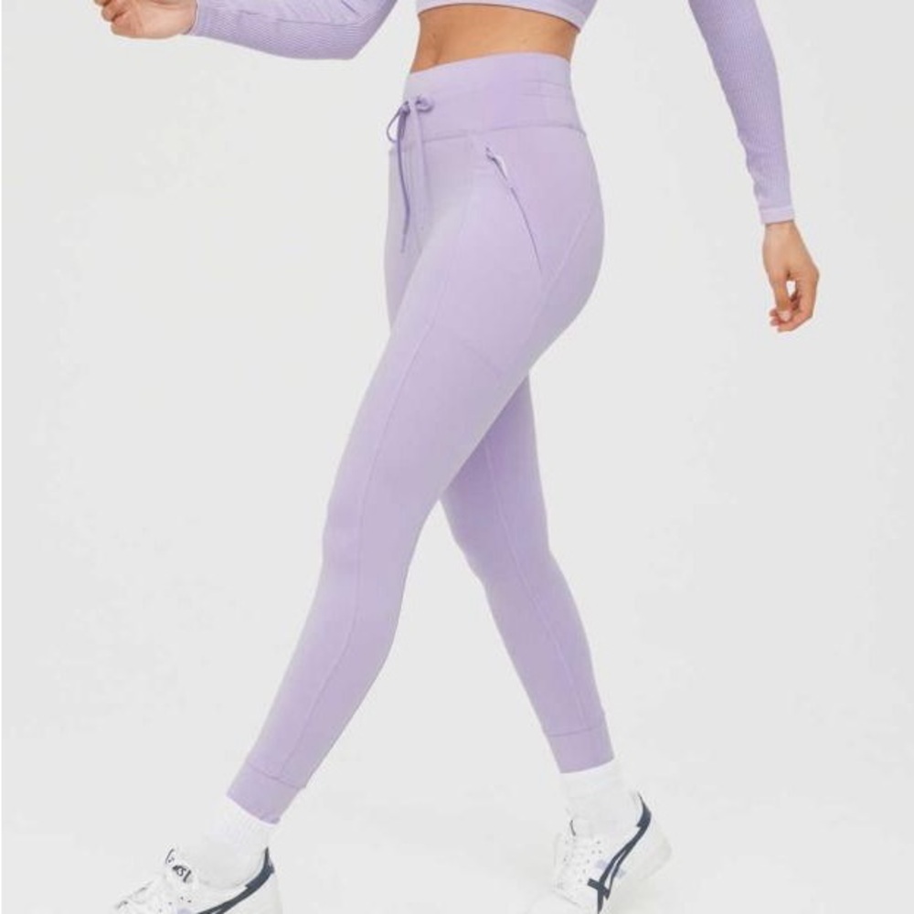 Aerie Warmup Size Large Lavender High-Waisted Leggings Athleisure Activewear EUC